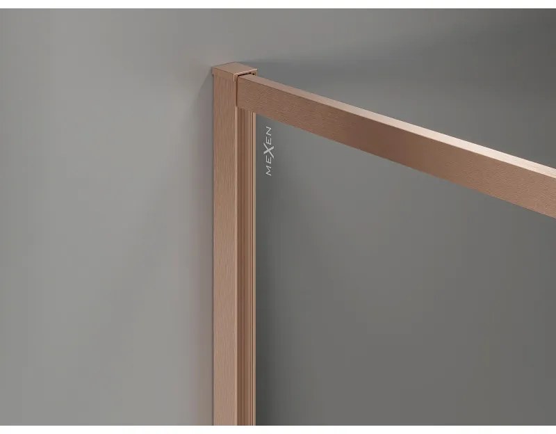 Mexen Kioto-F, sprchová zástena s rámom 65 x 202 cm, 8 mm číre sklo, profil medená matná, 800-065-104-65-00