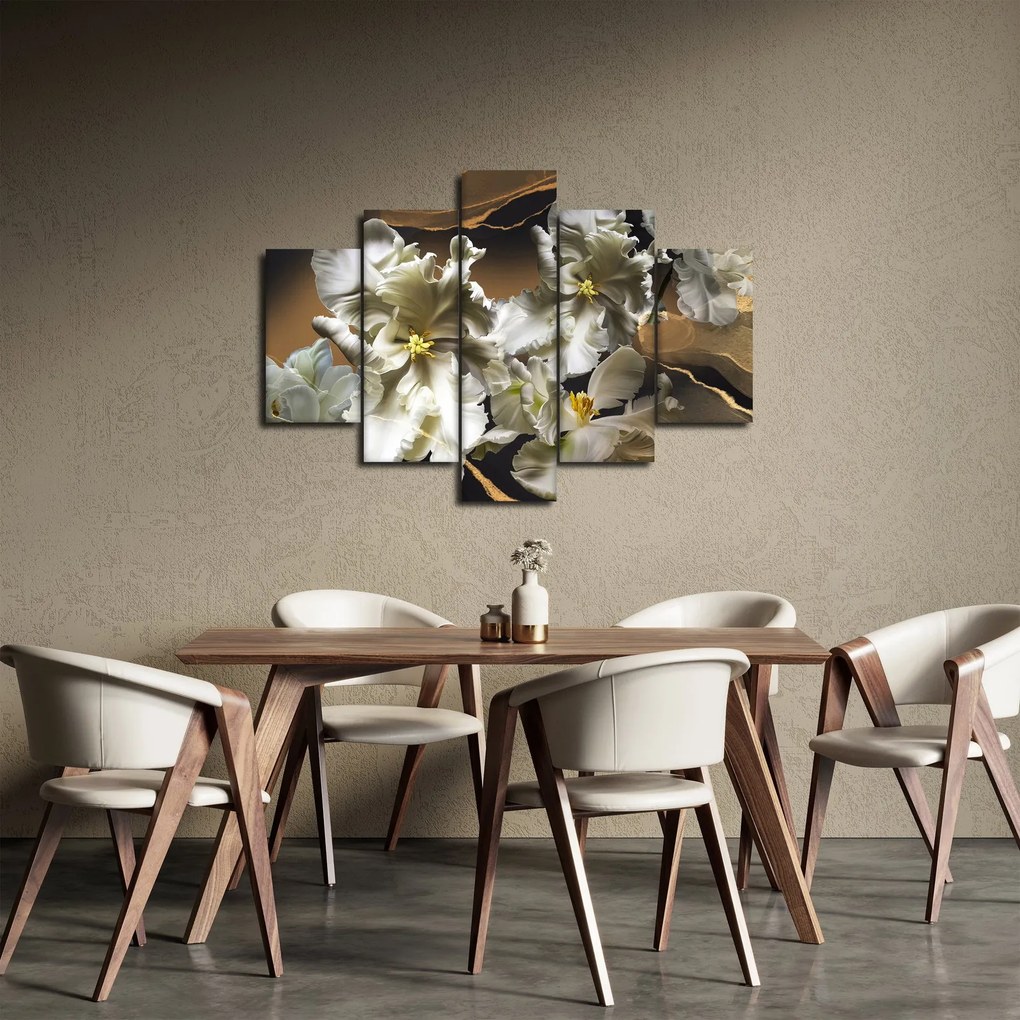 Obraz - Kvety orchideí na mramorovom pozadí (150x105 cm)