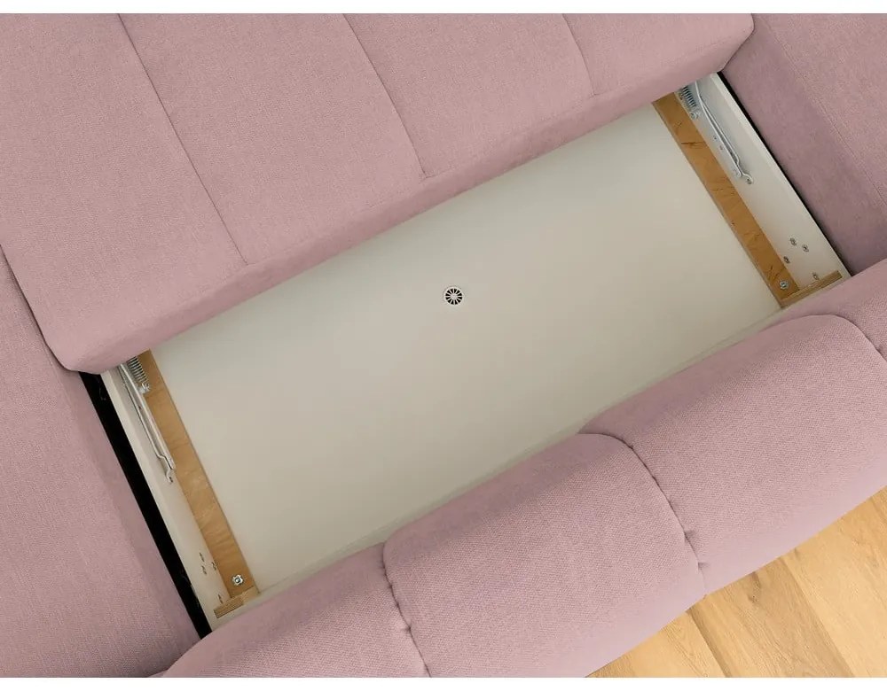 Ružová rozkladacia/s úložným priestorom rohová pohovka (ľavý roh/do tvaru "U") Fuji – Bobochic Paris