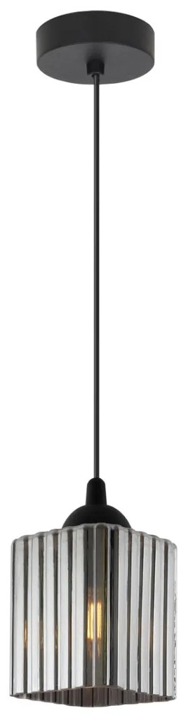 Závesné svietidlo Riffle Square, 1x grafitové sklenené tienidlo, b