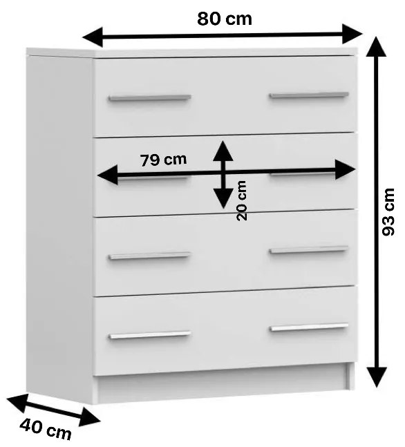 Komoda 4S 02 OMEGA I 80 cm biela