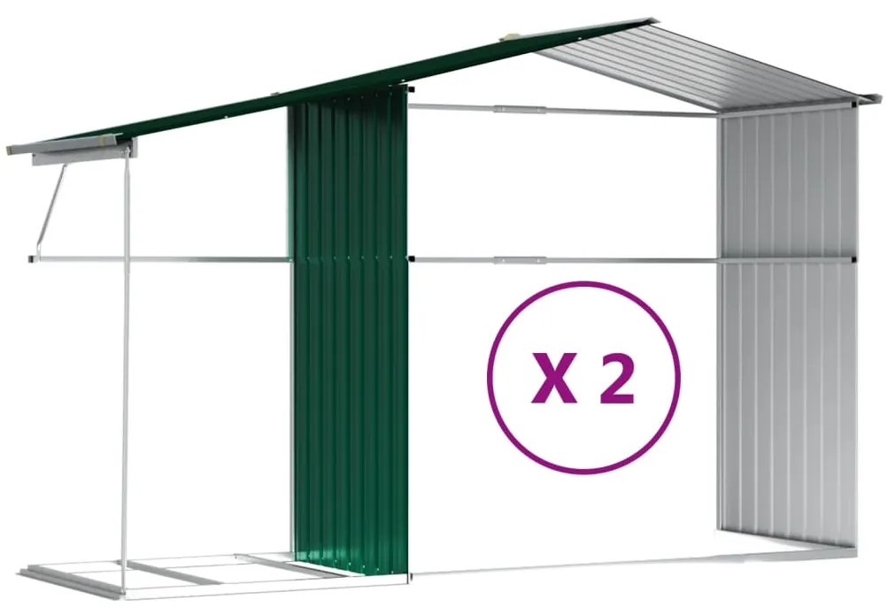 Záhradná kôlňa zelená 277x279x179 cm pozinkovaná oceľ