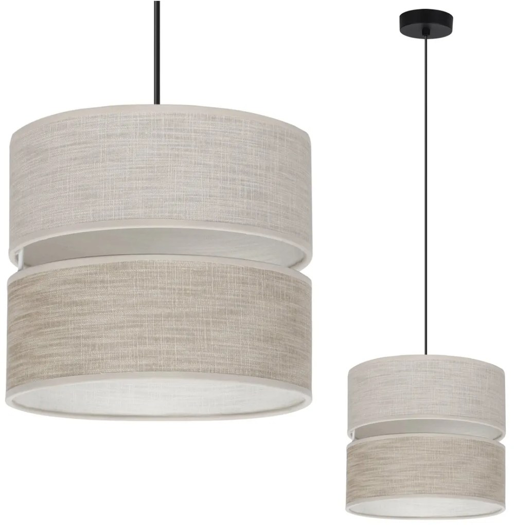 Závesné svietidlo Len, 1x béžové/svetlobéžové textilné tienidlo, (fi 20 cm), b