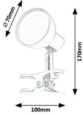Rabalux NOAH LED lampička s klipom 5W | 360lm | 3000K - šedá
