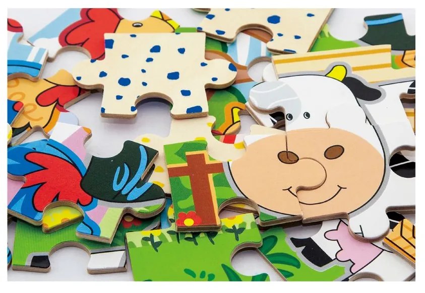 Viga drevené puzzle - farma