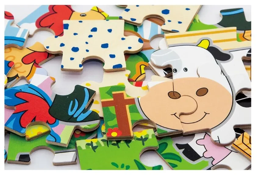 Viga drevené puzzle - farma