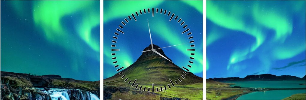 Obraz - Kirkjufell, Island (s hodinami) (90x30 cm)