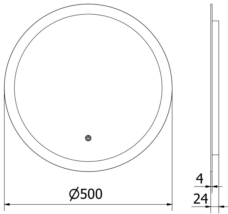 Mexen Oro, okrúhle LED podsvietené kúpeľňové zrkadlo 50 cm, 6000K, vykurovacia podložka proti zahmlievaniu, 9824-050-050-611-00