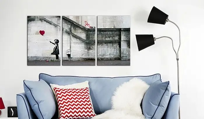 Obraz - There is always hope (Banksy) - triptych Veľkosť: 120x60, Verzia: Premium Print