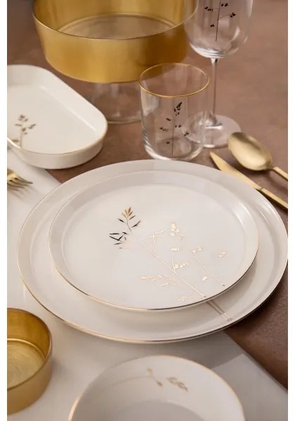 Jedálenská súprava 27 ks biela/zlatá/porcelán