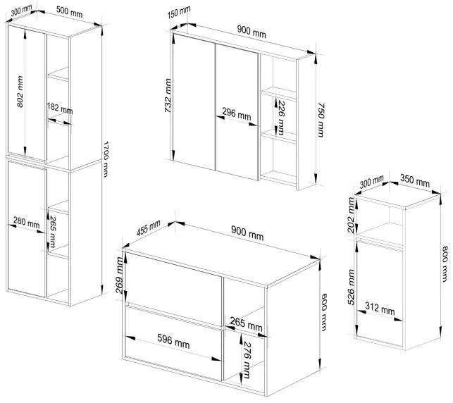Kúpeľňová zostava VAMI garfitová / sivá / dub craft