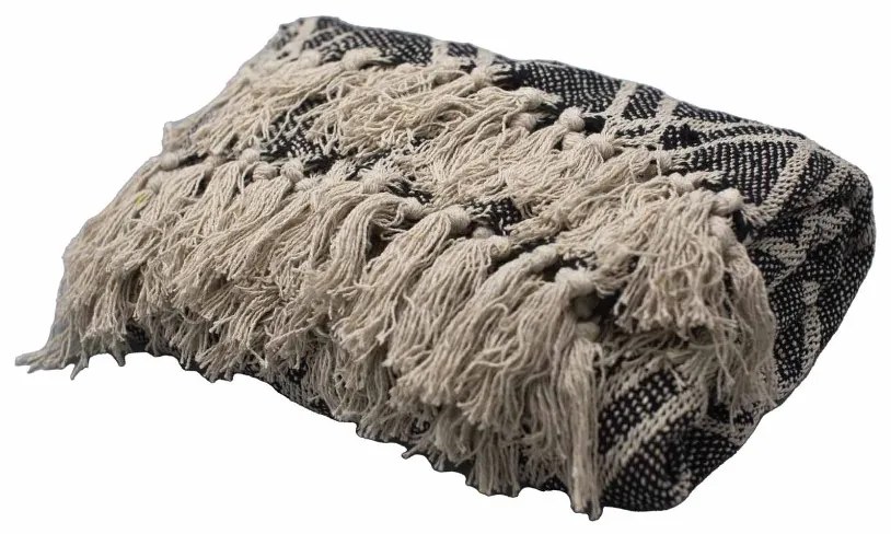 Boho Pohodlný Prehoz - 125 x 150 cm - Čierno-Béžová Regentská Sada 5 ks zvýhodnená cena