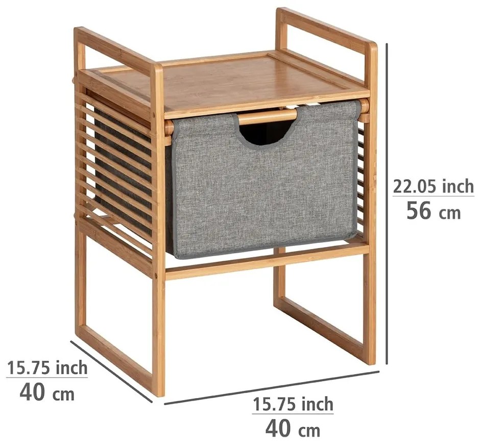 Bambusová nízka kúpeľňová skrinka v sivo-prírodnej farbe 40x56 cm Bahari - Wenko
