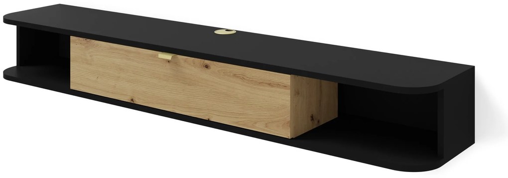 TV stolík/skrinka Ikaro (čierna + dub artisan). Vlastná spoľahlivá doprava až k Vám domov. 1124938