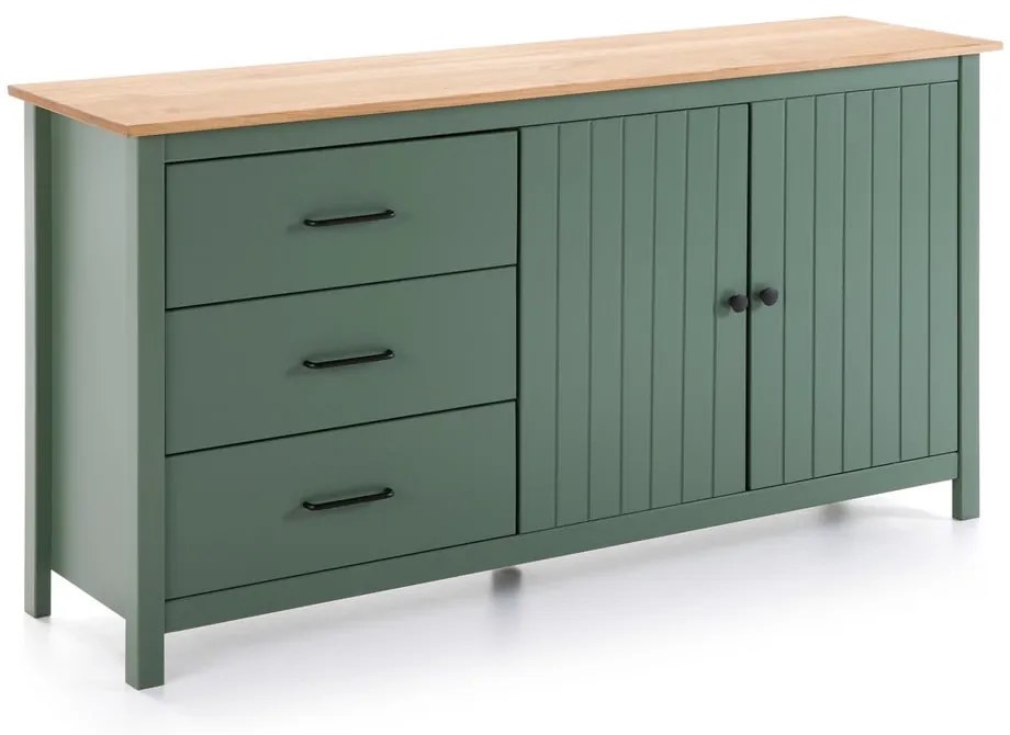 Zelená/v prírodnej farbe nízka komoda z borovicového dreva 150x80 cm Miranda – Marckeric