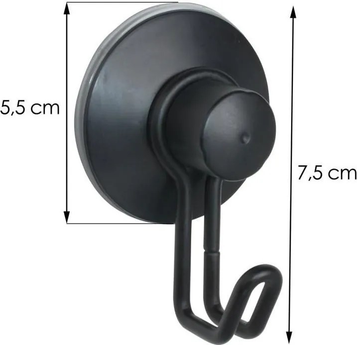 Kúpeľňový vešiak na uteráky DAX s prísavkou - čierny matný