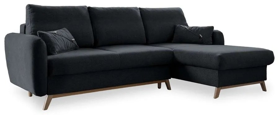 Tmavosivá rozkladacia rohová pohovka Miuform Scandic Lagom, pravý roh