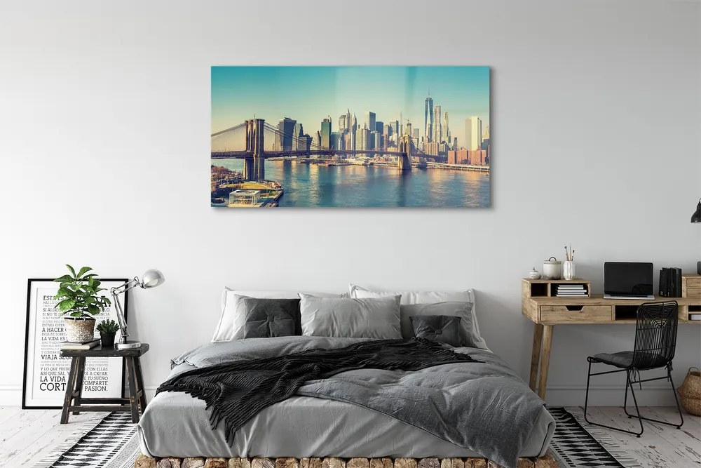 Obraz na akrylátovom skle Panorama bridge river 140x70 cm