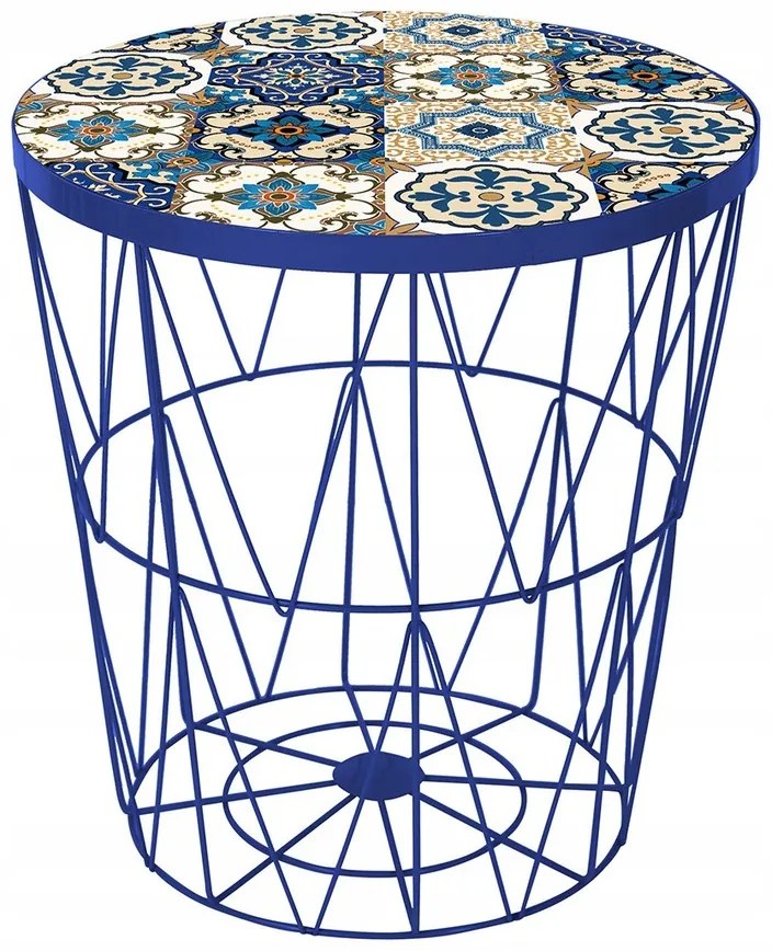 Odkladací stolík BOHO Ø 38 cm, modrý