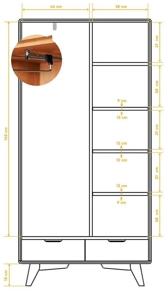 Šatníková skriňa z bukového dreva 90x180 cm Greg - The Beds