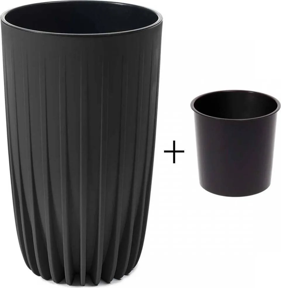 Kvetináč STRIPPED Eco 25x42 cm čierny