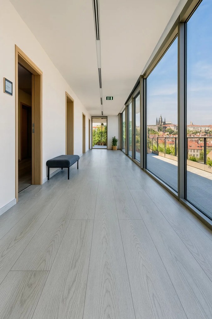 PVC podlaha - lino Blacktex White Oak 979L, na mieru, šíře 3m,4m, šedá, filc, chodba / predsieň, Beauflor