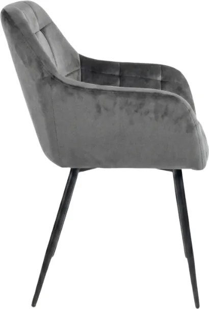 Sivé jedálenské kreslo LOREN VELVET s čiernymi nohami