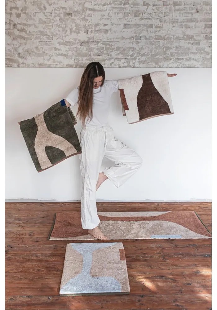 Bielo-hnedý prateľný bavlnený koberec 50x80 cm Figura – Mette Ditmer Denmark