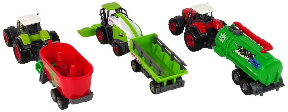 Lean Toys Súprava poľnohospodárskych strojov – Traktory a kombajn s prívesmi