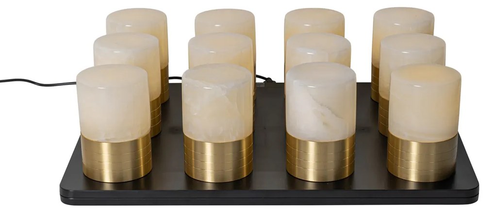 Sada 12 zlatých RGBW nabíjateľných stolových lamp vrátane nabíjacej stanice - Alessia