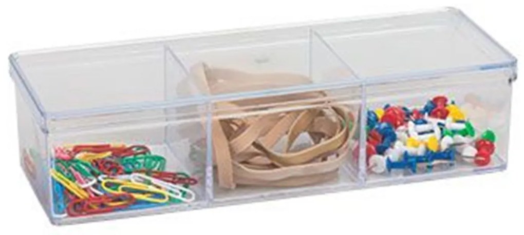 Arte Regal Organizér na drobnosti, 3 přihrádky, s víkem, transparentní CURAPROX, 20x7x4