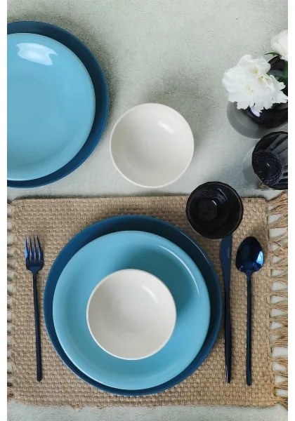 Jedálenská súprava 18 ks modrá/biela/keramika