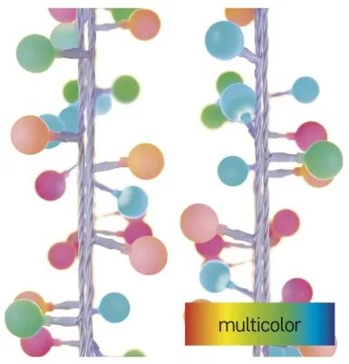 EMOS LED vonkajšia vianočná reťaz CHERRY, 40xLED, viacfarebné svetlo, 4m, časovač, gule