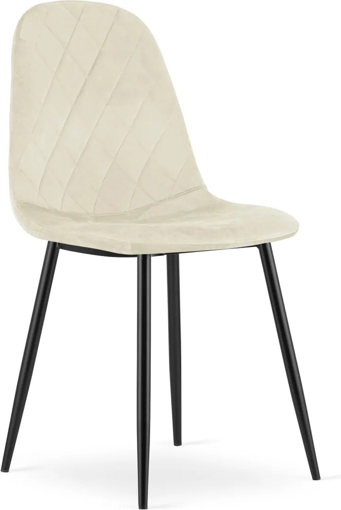 Béžová zamatová stolička ASTI s čiernymi nohami