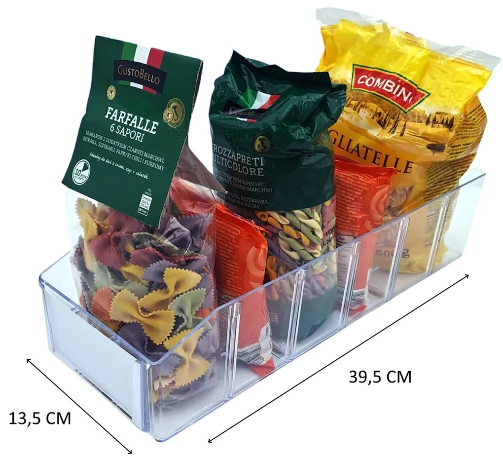 Úložný box, ideálny do špajzy, s etiketou + 2 priehradky, BITO, 40x13 cm