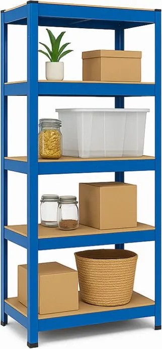 Akcia 3x Regál 180x90x40 cm lakovaný 5-policový, nosnosť 875 kg - modrý