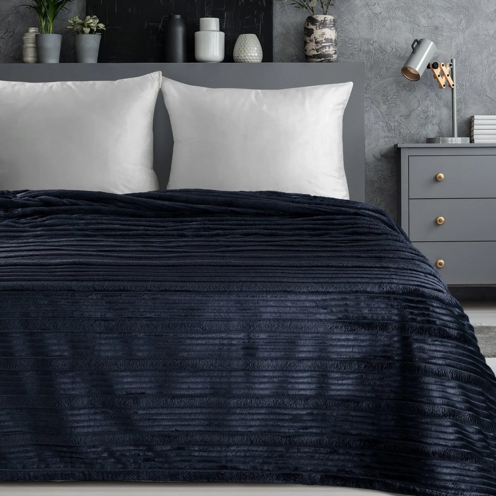 FLANELOVÁ DEKA NINA 200X220 CM TMAVOMODRÁ