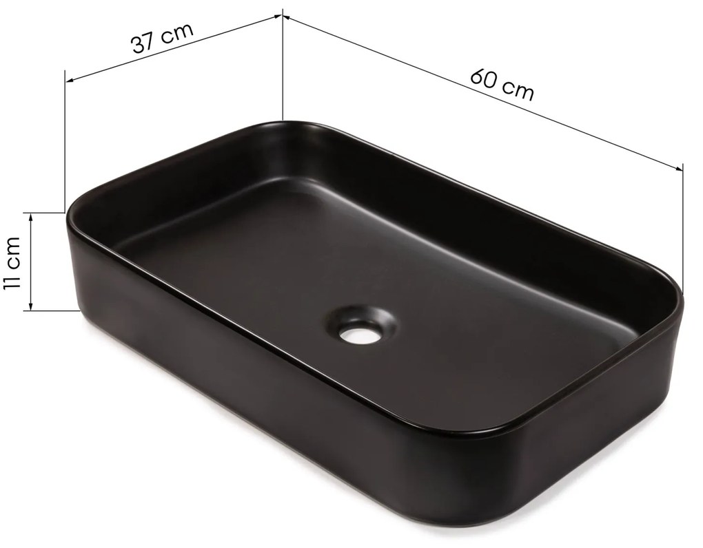 Umyvadlo na desku Carre 60 cm černé