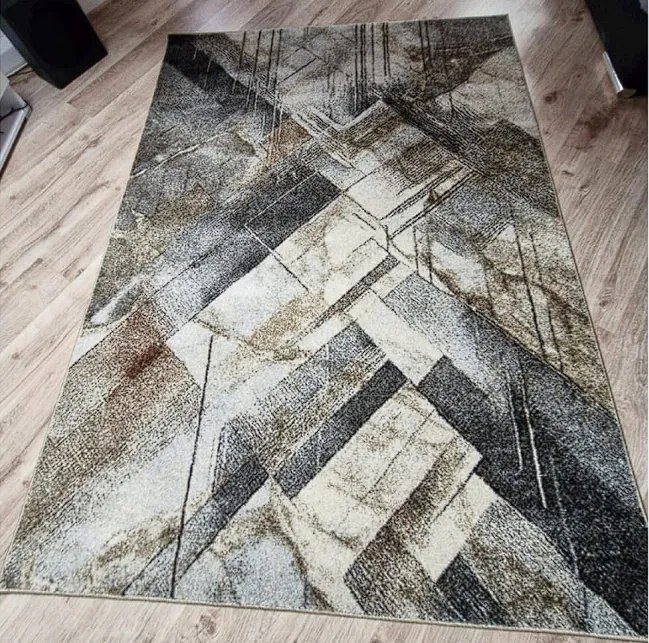 HU Sivo-béžový moderný koberec Villa 856 Rozmer: 60x100 cm