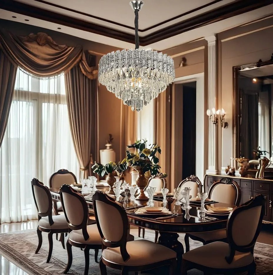 Toolight Toolight, krištáľové závesné svietidlo 50cm, 7xE14, G055-CP, chróm, OSW-08949