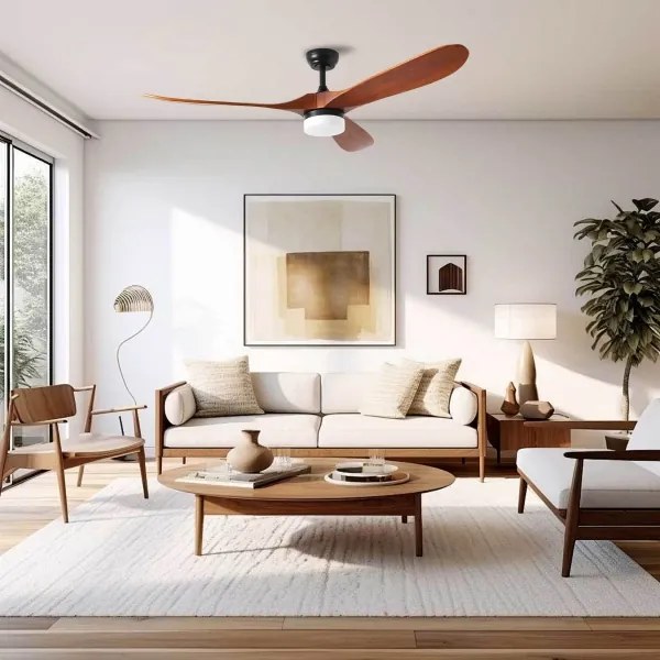 ZEVENTI - LED stropný ventilátor GINOSA LED/18W/230V Wi-Fi Tuya čierny/dub + DO