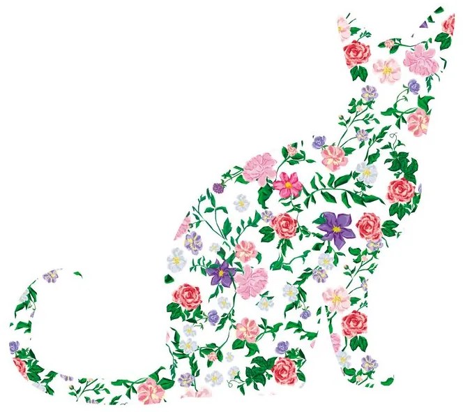 Samolepiaca tapeta mačka z kvetín