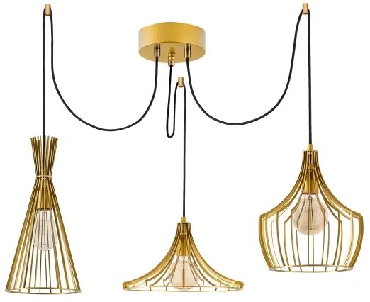 Luster na lanku MEZOPOTAMYA 3xE27/40W/230V pavúk zlatá