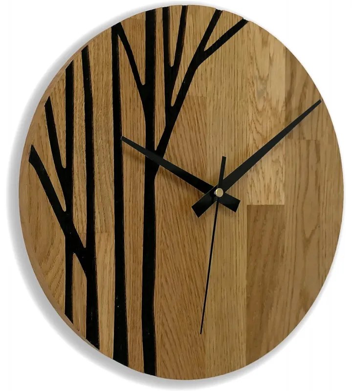 Drevené hodiny na stenu z dubového dreva konáre I SENTOP MAS003