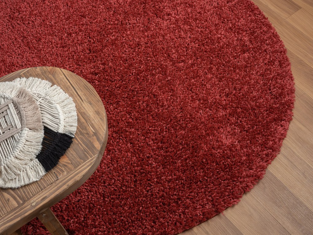My Flair, Kusový koberec My Shaggy weinrot kruh, 150x150 (priemer) kruh, červená, chodba / predsieň