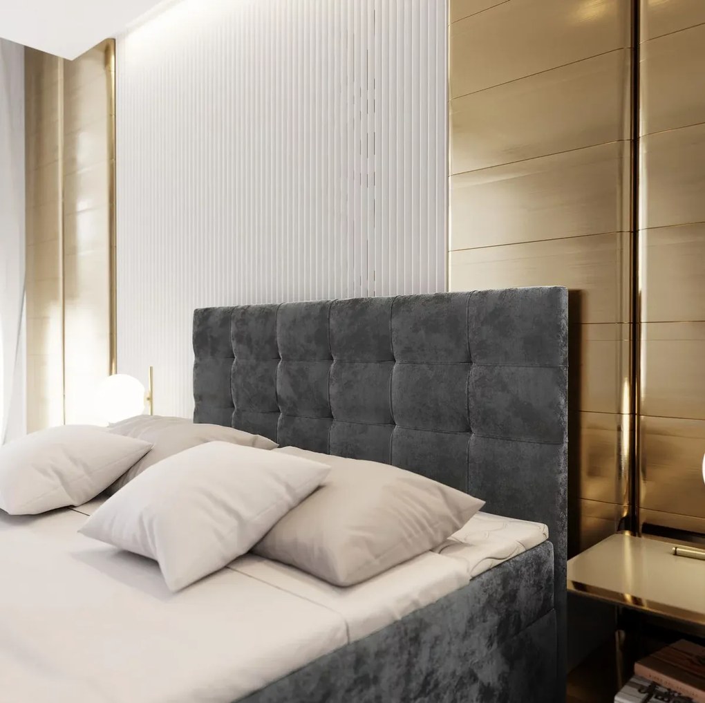 Čalúnená posteľ boxspring GLORIEN VELVET 160x200 cm tmavozelená Matrac: Matrac Bonell pružinový