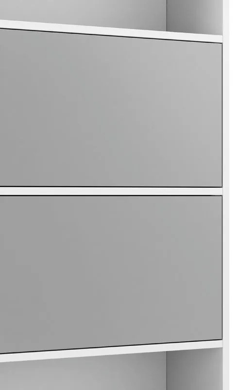 Vysoký kancelársky policový regál LAYERS, 2 boxy, 800 x 400 x 1905, biela / sivá