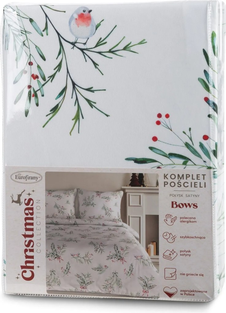 VIANOČNÉ OBLIEČKY Z MIKROVLÁKNA BOWS 200X220 CM, 2 KS 70X80 CM VZOROVANÉ