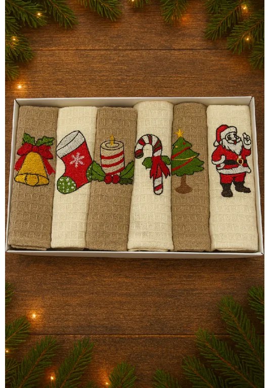 INTERMEDIC SK Vianočné bavlnené kuchynské utierky – set 6 ks (40×60 cm)