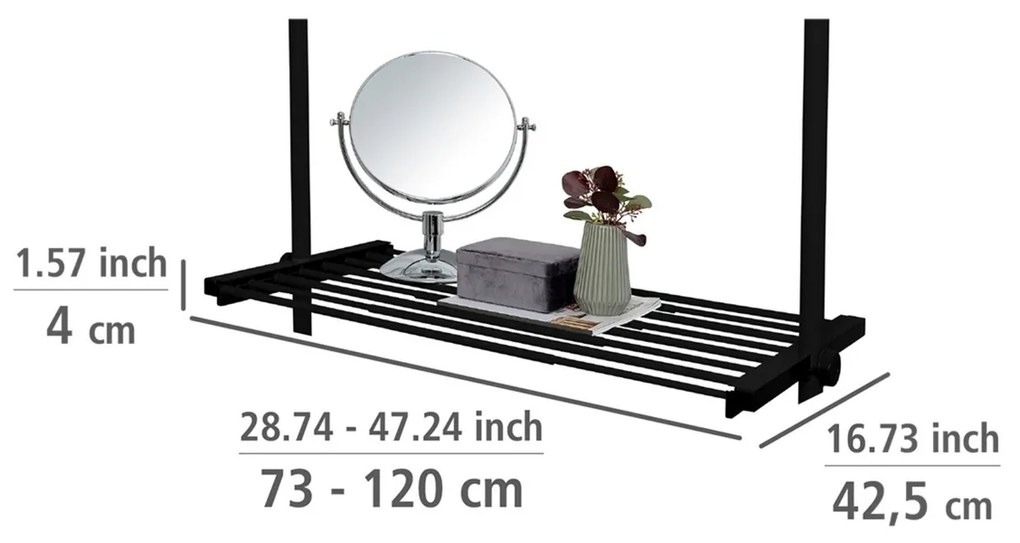 Wenko Teleskopická drôtená polica Hercules, 73–120 cm, čierna